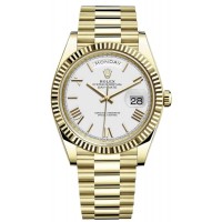 Replica Rolex Day-Date 40 18K Yellow Gold White Dial Men‘s Watch M228238-0042
