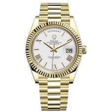 Replica Rolex Day-Date 40 18K Yellow Gold White Dial Men‘s Watch M228238-0042