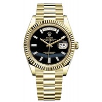 Replica Rolex Day-Date 40 18K Yellow Gold Onyx Diamond Dial Men‘s Watch M228238-0059