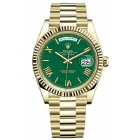 Replica Rolex Day-Date 40 18K Yellow Gold Green Roman Dial Men‘s Watch M228238-0061