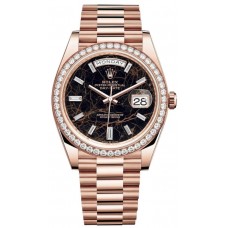 Replica Rolex Day-Date 40 18k Everose Gold Eisenkiesel Diamond Dial Diamond Bezel Men‘s Watch M228345RBR-0016