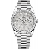 Replica Rolex Day-Date 40 Platinum Meteorite Diamond Dial Diamond Bezel Men‘s Watch M228396TBR-0027