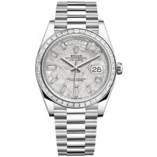 Replica Rolex Day-Date 40 Platinum Meteorite Diamond Dial Diamond Bezel Men‘s Watch M228396TBR-0027