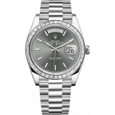 Replica Rolex Day-Date 40 Platinum Slate Dial Diamond Bezel Men‘s Watch M228396TBR-0031