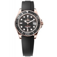 Replica Rolex Yacht-Master 37 Black Dial 18ky Rose Gold Oysterflex Men‘s Watch m268655-0017