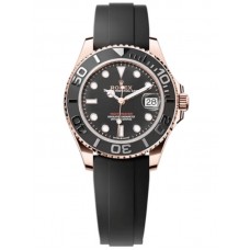 Replica Rolex Yacht-Master 37 Black Dial 18ky Rose Gold Oysterflex Men‘s Watch m268655-0017