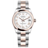 Replica Rolex Datejust 31 Steel and 18kt Everose Gold White Roman Dial Women‘s Watch M278241-0001