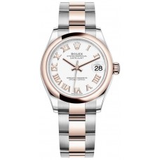 Replica Rolex Datejust 31 Steel and 18kt Everose Gold White Roman Dial Women‘s Watch M278241-0001