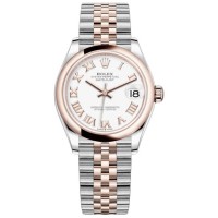 Replica Rolex Datejust 31 Steel and 18kt Everose Gold White Roman Dial Women‘s Watch M278241-0002