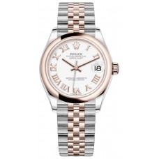 Replica Rolex Datejust 31 Steel and 18kt Everose Gold White Roman Dial Women‘s Watch M278241-0002