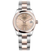 Replica Rolex Datejust 31 Steel and 18kt Everose Gold Rose Dial Women‘s Watch M278241-0009
