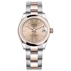 Replica Rolex Datejust 31 Steel and 18kt Everose Gold Rose Dial Women‘s Watch M278241-0009