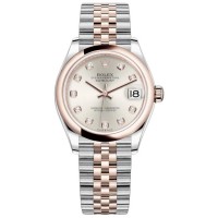 Replica Rolex Datejust 31 Steel and 18kt Everose Gold Silver Diamond Dial Women‘s Watch M278241-0016