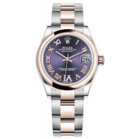 Replica Rolex Datejust 31 Steel and 18kt Everose Gold Aubergine Pave Roman Dial Women‘s Watch M278241-0019