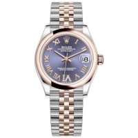 Replica Rolex Datejust 31 Steel and 18kt Everose Gold Aubergine Pave Roman Dial Women‘s Watch M278241-0020