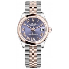 Replica Rolex Datejust 31 Steel and 18kt Everose Gold Aubergine Pave Roman Dial Women‘s Watch M278241-0020