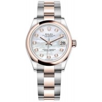 Replica Rolex Datejust 31 Steel and 18kt Everose Gold Mother-of-Pearl Diamond Dial Women‘s Watch M278241-0025