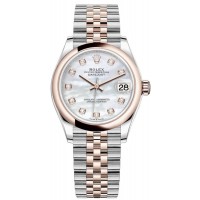 Replica Rolex Datejust 31 Steel and 18kt Everose Gold Mother-of-Pearl Diamond Dial Women‘s Watch M278241-0026