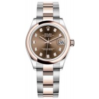 Replica Rolex Datejust 31 Steel and 18kt Everose Gold Chocolate Diamond Dial Women‘s Watch M278241-0027