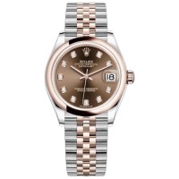 Replica Rolex Datejust 31 Steel and 18kt Everose Gold Chocolate Diamond Dial Women‘s Watch M278241-0028