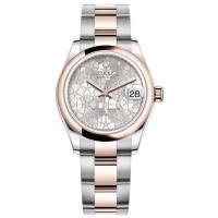 Replica Rolex Datejust 31 Silver Floral-Motif Diamond Dial Women‘s Watch M278241-0031