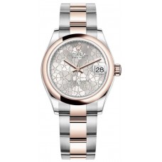 Replica Rolex Datejust 31 Silver Floral-Motif Diamond Dial Women‘s Watch M278241-0031