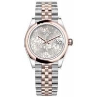 Replica Rolex Datejust 31 Silver Floral-Motif Diamond Dial Women‘s Watch M278241-0032