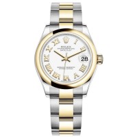 Replica Rolex Datejust 31 and Yellow Gold White Roman Dial Women‘s Watch M278243-0001