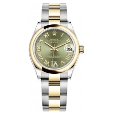 Replica Rolex Datejust 31 and Yellow Gold Olive Green Roman Diamond Dial Women‘s Watch M278243-0015