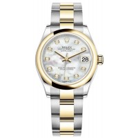 Replica Rolex Datejust 31 and Yellow Gold White Mother-of-Pearl Diamond Dial Women‘s Watch M278243-0027