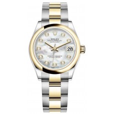 Replica Rolex Datejust 31 and Yellow Gold White Mother-of-Pearl Diamond Dial Women‘s Watch M278243-0027
