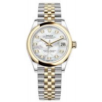 Replica Rolex Datejust 31 and Yellow Gold White Mother-of-Pearl Diamond Dial Women‘s Watch M278243-0028