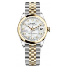 Replica Rolex Datejust 31 and Yellow Gold White Mother-of-Pearl Diamond Dial Women‘s Watch M278243-0028