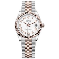 Replica Rolex Datejust 31 Steel and 18kt Everose Gold White Roman Dial Women‘s Watch M278271-0002