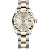 Replica Rolex Datejust 31 and Yellow Gold Silver Pave Roman Dial Women‘s Watch M278273-0003