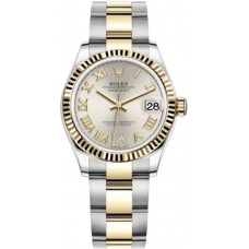 Replica Rolex Datejust 31 and Yellow Gold Silver Pave Roman Dial Women‘s Watch M278273-0003