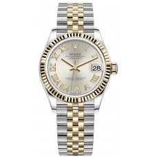 Replica Rolex Datejust 31 and Yellow Gold Silver Pave Roman Dial Women‘s Watch M278273-0004