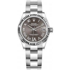 Replica Rolex Datejust 31 and White Gold Dark Grey Roman Diamond Dial Women‘s Watch M278274-0027