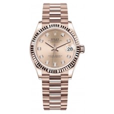 Replica Rolex Datejust 31 Everose Gold Rose Diamond Dial Women‘s Watch M278275-0031