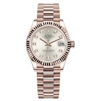 Replica Rolex Datejust 31 Everose Gold Silver Diamond Dial Women‘s Watch M278275-0039