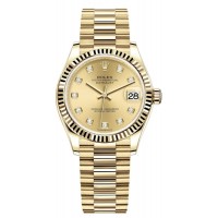 Replica Rolex Datejust 31 Yellow Gold Champagne Diamond Dial Women‘s Watch M278278-0009