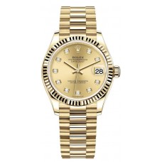 Replica Rolex Datejust 31 Yellow Gold Champagne Diamond Dial Women‘s Watch M278278-0009