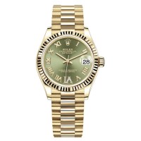 Replica Rolex Datejust 31 Yellow Gold Olive Green Pave Roman Diamond Dial Women‘s Watch M278278-0030