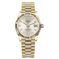 Replica Rolex Datejust 31 Yellow Gold Silver Diamond Dial Women‘s Watch M278278-0034