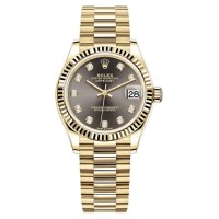 Replica Rolex Datejust 31 Yellow Gold Dark Grey Diamond Dial Women‘s Watch M278278-0036