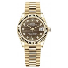 Replica Rolex Datejust 31 Yellow Gold Black Mother-of-Pearl Diamond Dial Women‘s Watch M278278-0038
