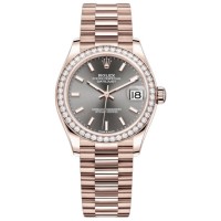 Replica Rolex Datejust 31 Everose Gold Slate Dial Diamond Bezel Women‘s Watch M278285RBR-0021
