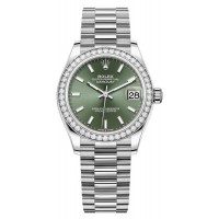 Replica Rolex Datejust 31 White Gold Mint Green Dial Diamond Bezel Women‘s Watch M278289RBR-0015