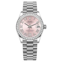 Replica Rolex Datejust 31 White Gold Pink Diamond Pave Roman Dial Diamond Bezel Women‘s Watch M278289RBR-0018