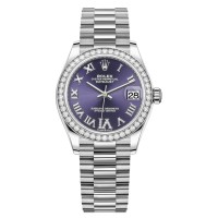 Replica Rolex Datejust 31 White Gold Aubergine Diamond Pave Roman Dial Diamond Bezel Women‘s Watch M278289RBR-0019